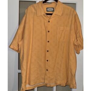 Seven Palm shirt XL orange button up Hawaiian short sleeve silk casual mens